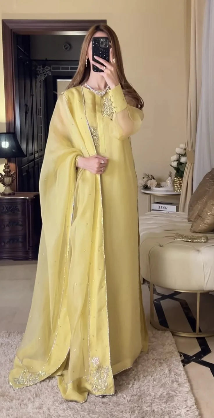 3pc stitched |Lime Stone | chiffon