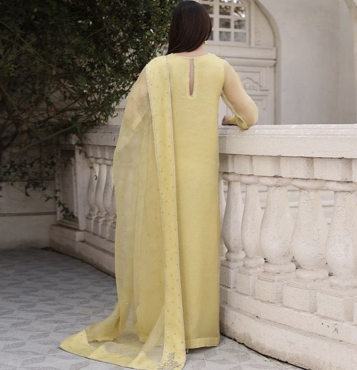 3pc stitched |Lime Stone | chiffon