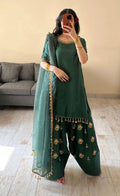 3pc Stitched | Emerald Green | Silk