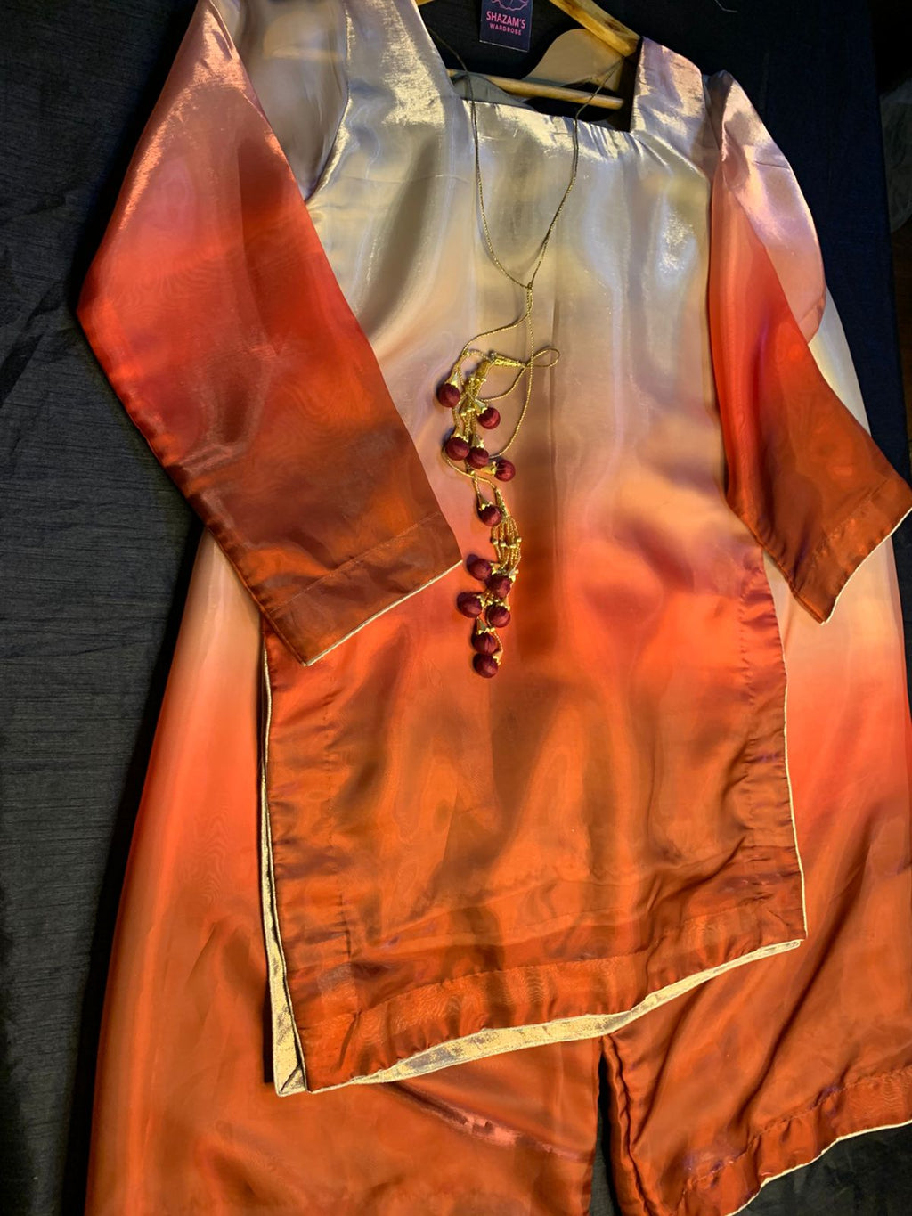 3pc stitched 
|Red Brown Wdora| Silk