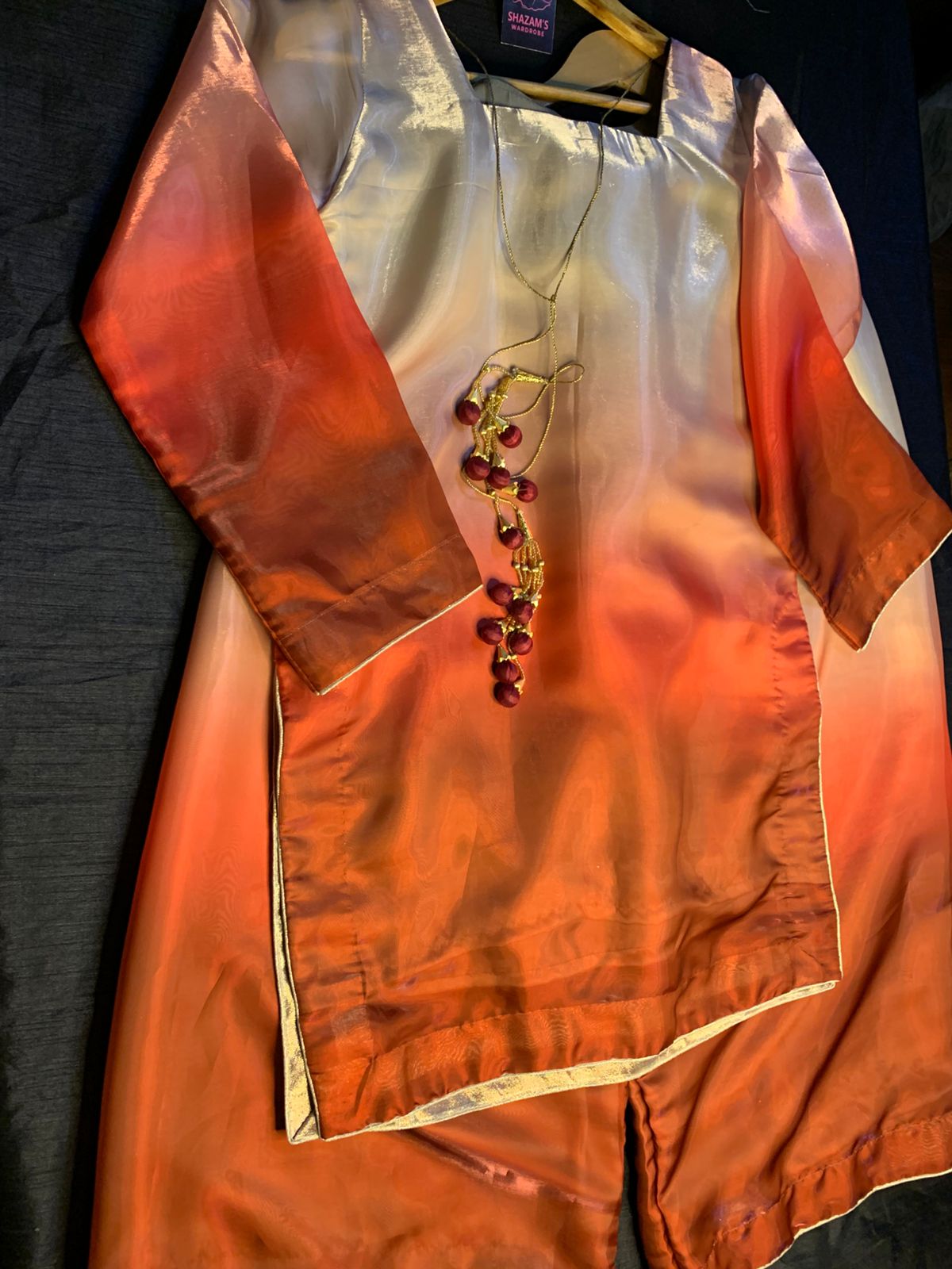 3pc stitched 
|Red Brown Wdora| Silk