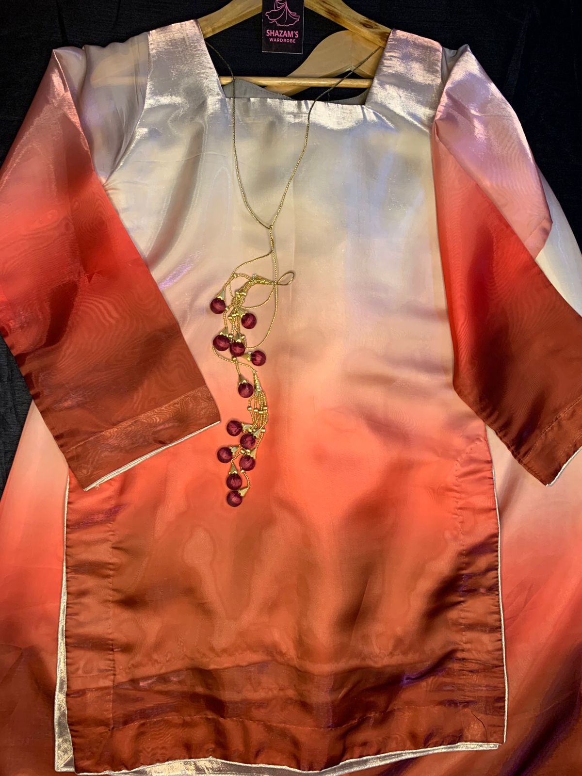 3pc stitched 
|Red Brown Wdora| Silk