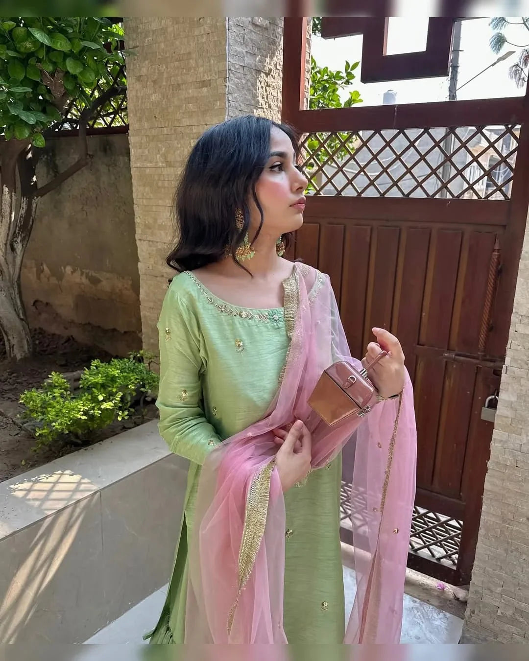 3pc stitched |Pastel Wdora set | Silk