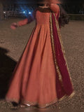 3pc Stitched | Peach wdora| Silk