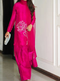 3pc stitched | Pink Wdora | Silk