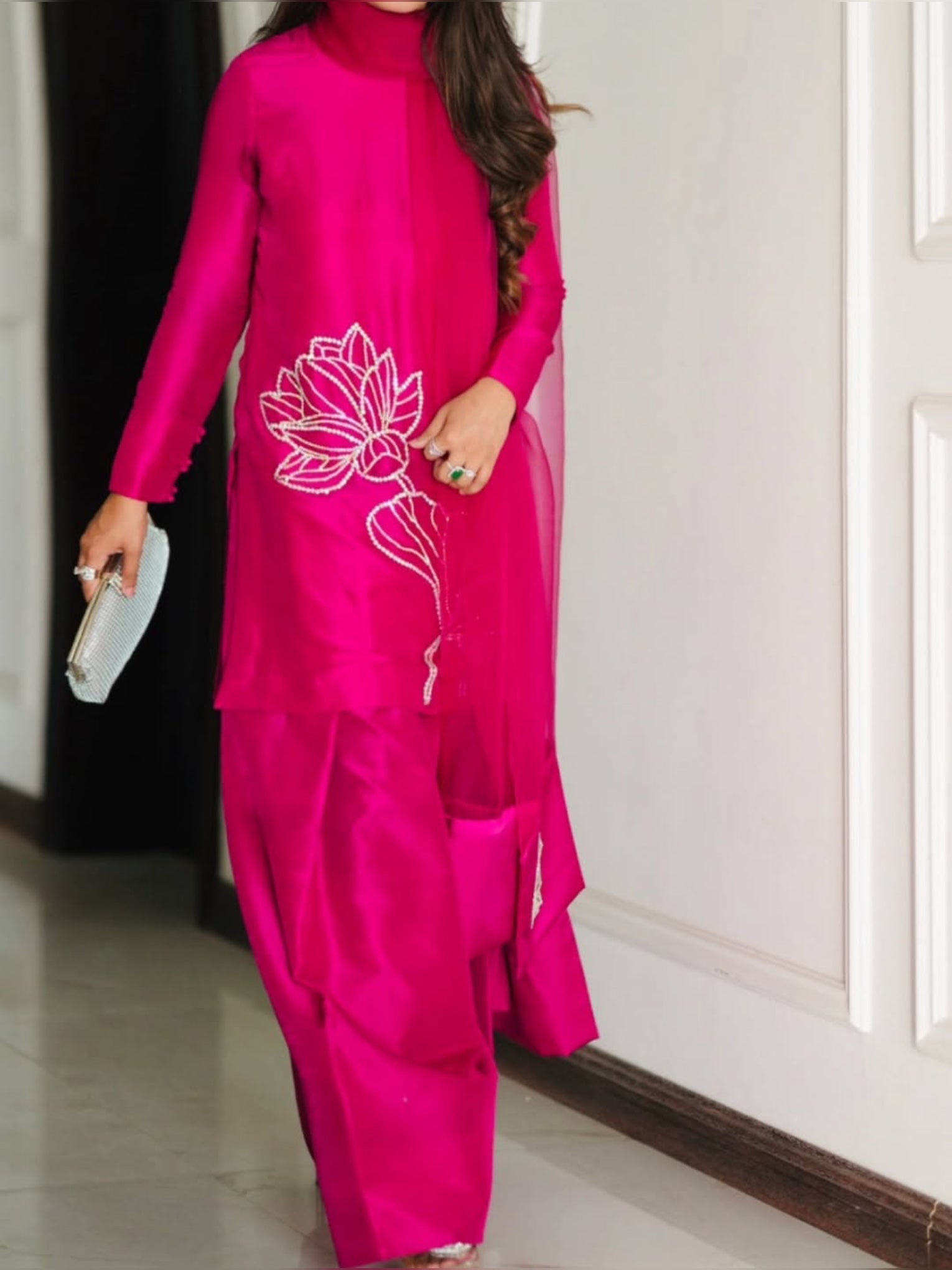 3pc stitched | Pink Wdora | Silk