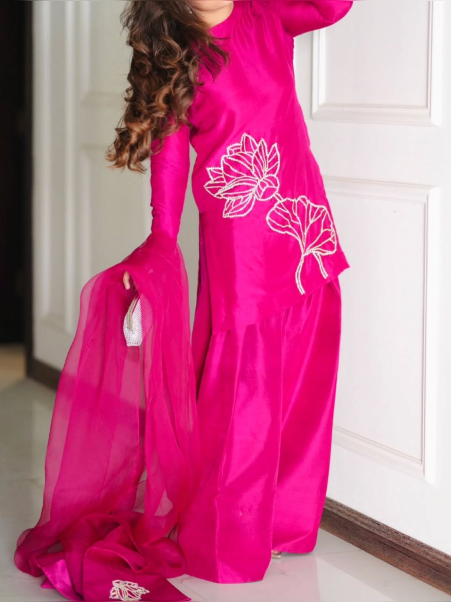 3pc stitched | Pink Wdora | Silk