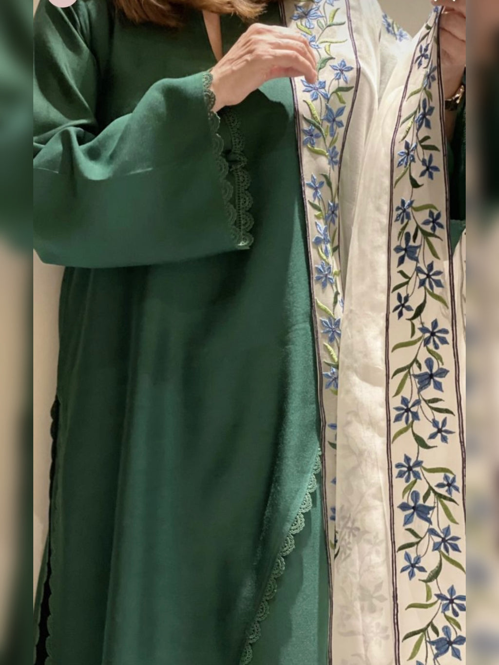 3pc Stitched | Green Wdora | lawn