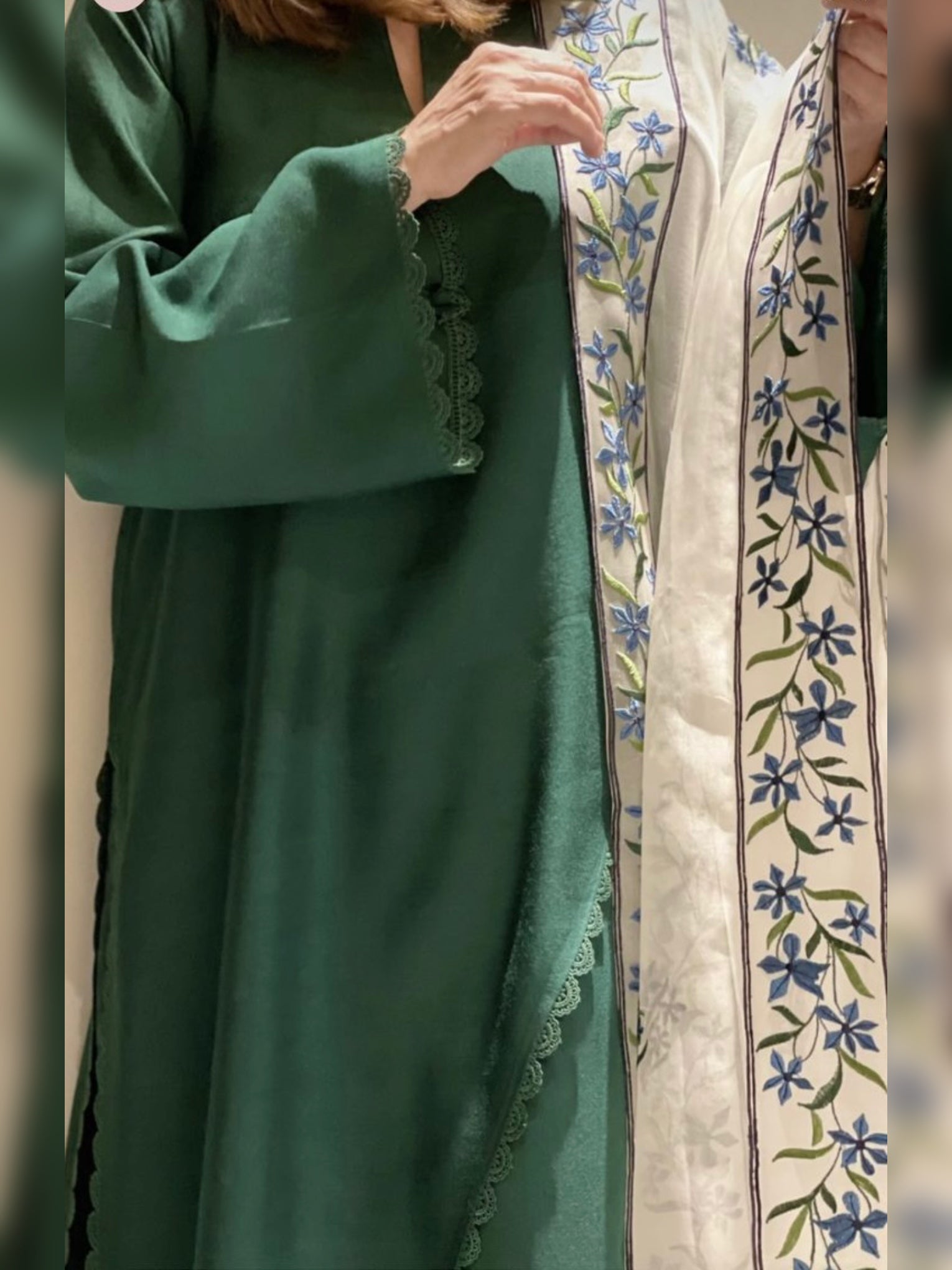 3pc Stitched | Green Wdora | lawn