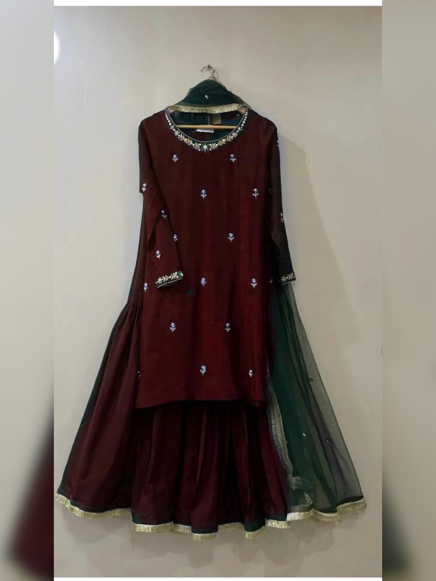 3pc stitched | Maroon wdora|silk