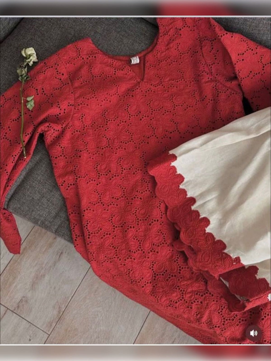 3pc Stitched Chicken-Kari | Red Wdora